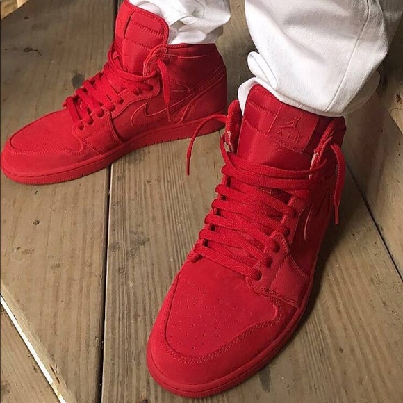all red high top nikes